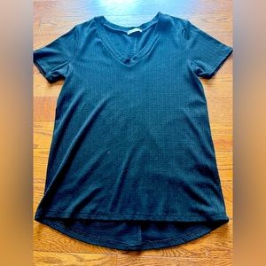 V-Neck Tee with Button Detail Down Back